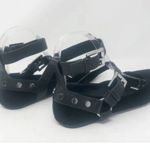 REBECCA MINKOFF | Vivica Black Suede Ballet Flats Studded Harness Women Size 8,5 - Picture 3 of 5